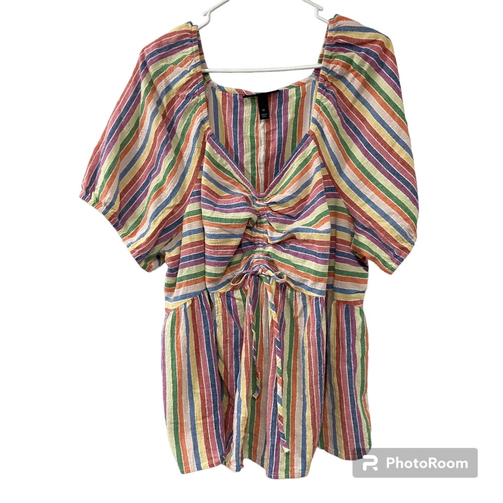 Lane Bryant Classic Short Sleeve Ruched Front Babydoll Top Womens Size 18